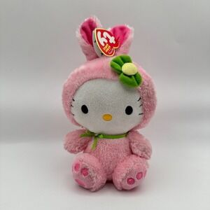 Hello Kitty TY Beanie Baby Bunny Costume Suit Stuffie 9" Pink Sanrio 2011 w Tag